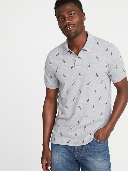 Old Navy Mens Printed Built-in Flex Pro Polo For Men Parrots Size S