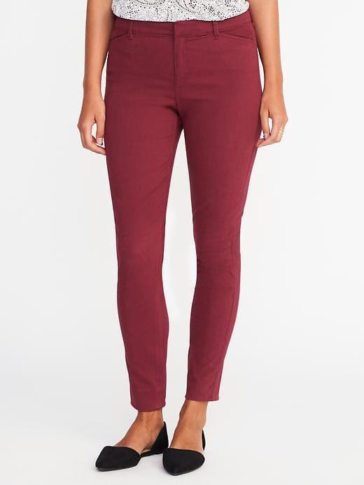 Old Navy Womens Mid-rise Pixie Sateen Chinos For Women Chilled Sangria Size 10