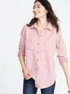 Old Navy Womens Relaxed Tencel Utility Shirt For Women Teak Rose Size L