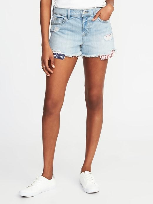 Old Navy Womens Boyfriend Distressed Denim Cutoffs For Women (2 1/2) Light Wash Size 10
