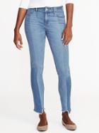 Old Navy Womens Mid-rise Rockstar Raw-edge Jeans For Women Two-tone Blue Size 14