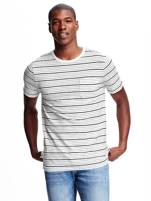Old Navy Striped Slub Knit Pocket Tee For Men - O.n. New Black Stripe