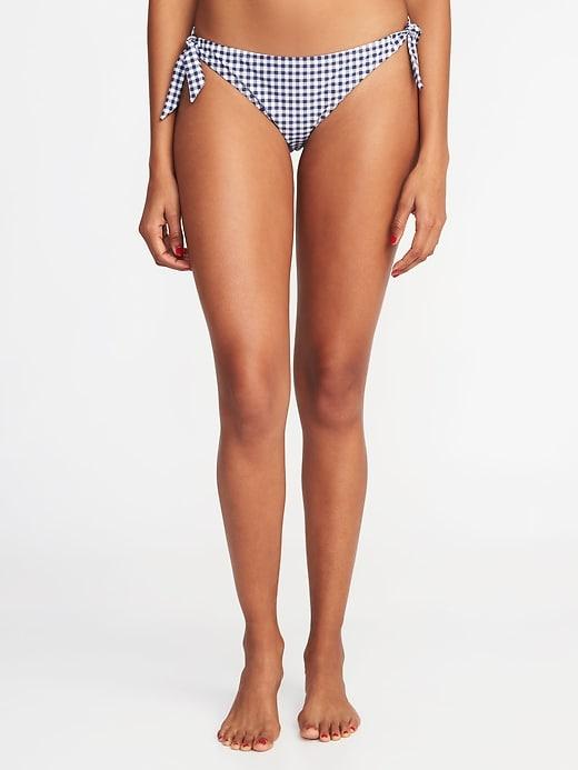 Old Navy Womens Side-tie Swim Bottoms For Women Blue Gingham Size Xxl
