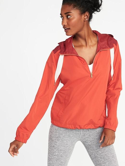 Old Navy Womens Go-h2o Water-resistant Hooded Anorak For Women Red Size M