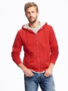 Old Navy Classic Sherpa Lined Fleece Hoodie For Men - Robbie Red