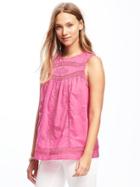 Old Navy Relaxed Lace Trim Sleeveless Top For Women - Raspberry Surprise