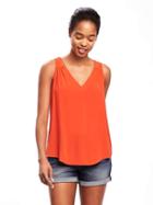Old Navy Relaxed Cutout Back Blouse For Women - Hot Tamale
