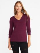 Old Navy Classic V Neck Sweater For Women - Winter Wine