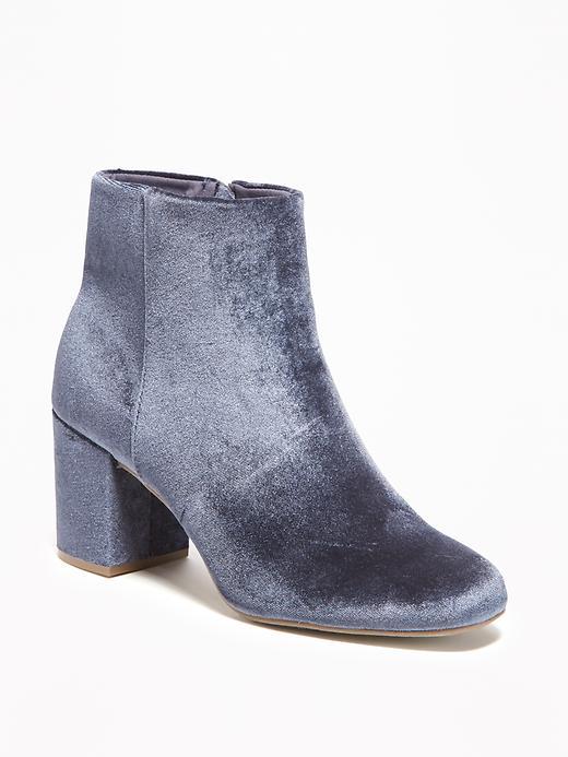 Old Navy Velvet Ankle Boots For Women - Blue Steel
