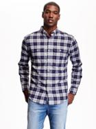 Old Navy Mens Slim Fit Plaid Flannel Shirt - Lost At Sea Navy