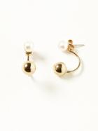 Old Navy Pearlized Ear Jacket Hoops For Women - Gold