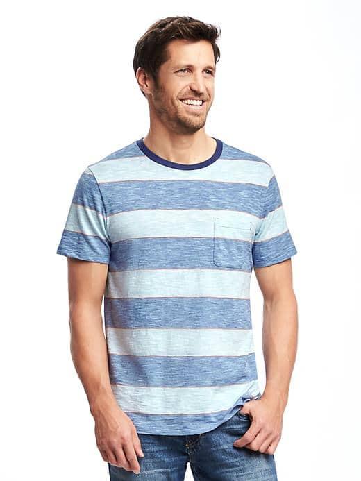 Old Navy Striped Slub Knit Pocket Tee For Men - Watershed