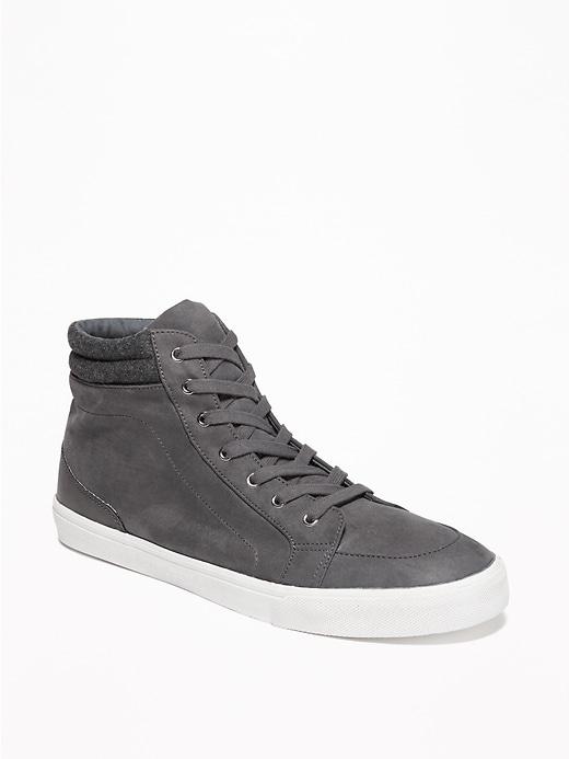 Old Navy Mens Mid-top Faux-suede Sneakers For Men Grayscale Size 9