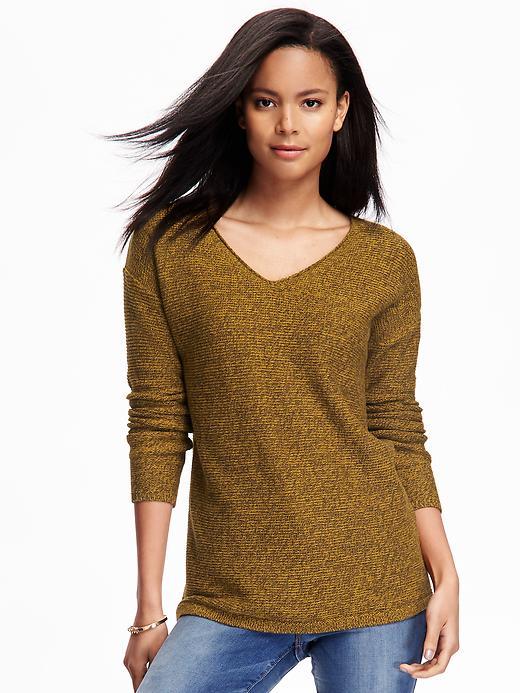 Old Navy Marled V Neck Tunic Pullover For Women - Definitely Dijon