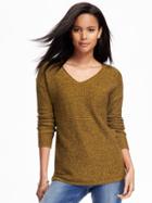 Old Navy Marled V Neck Tunic Pullover For Women - Definitely Dijon