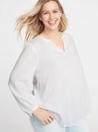 Plus-size Split-neck Top