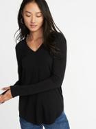 Old Navy Womens Luxe Slim-fit V-neck Tee For Women Black Size Xs
