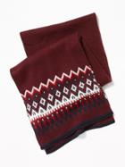 Old Navy Mens Patterned Sweater-knit Scarf For Men Dark Red Fair Isle Size One Size