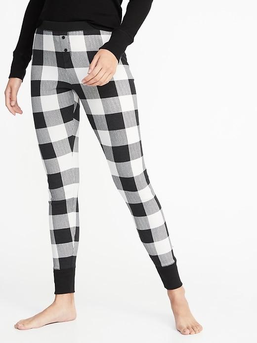 Old Navy Womens Patterned Thermal-knit Sleep Leggings For Women Black Buffalo Size M
