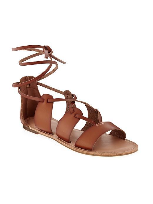 Old Navy Lace Up Gladiator Sandal - Cognac Brown
