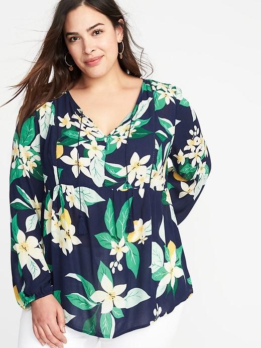 Old Navy Womens Plus-size Boho Tassel-tie Swing Top Orange Blossom Size 2x