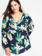 Old Navy Womens Plus-size Boho Tassel-tie Swing Top Orange Blossom Size 2x