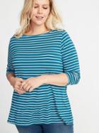 Old Navy Womens Luxe Plus-size Striped Swing Tee Teal Stripe Size 2x