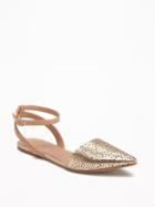 Old Navy Perforated Dorsay Flats For Women - Gold
