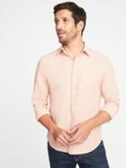 Old Navy Mens Slim-fit Linen-blend Shirt For Men Peach Size L