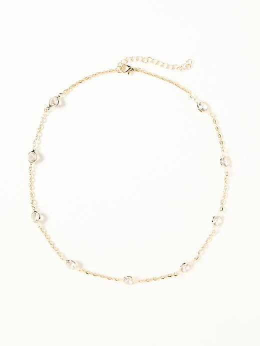 Old Navy Crystal Stone Chain Necklace For Women - Gold