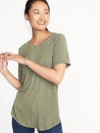 Old Navy Womens Luxe Curved-hem Tee For Women Olive Stripe Size L