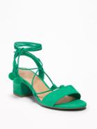 Old Navy Womens Sueded Low Block-heel Sandals For Women Kelly Green Size 6 1/2