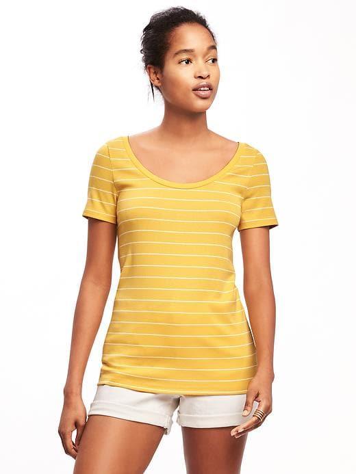 Old Navy Womens Classic Semi-fitted Tee For Women Lime Stripe Size M