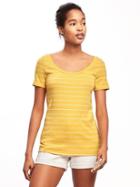 Old Navy Womens Classic Semi-fitted Tee For Women Lime Stripe Size M