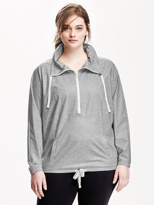 Old Navy Coated Jersey Half Zip Plus - Light Grey Heather