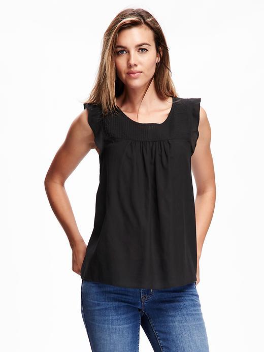Old Navy Pintuck Flutter Sleeve Top For Women - Black