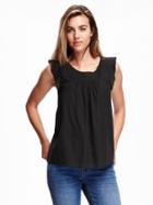 Old Navy Pintuck Flutter Sleeve Top For Women - Black