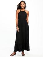 Old Navy High Neck Ruffle Hem Maxi Dress For Women - Black