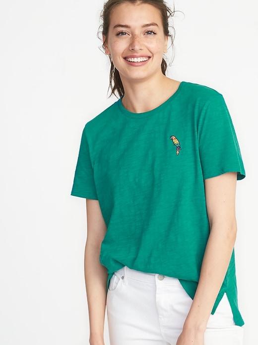 Old Navy Womens Graphic Slub-knit Boyfriend Tee For Women Parrot Size Xs