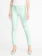 Old Navy Womens Mid-rise Rockstar Distressed Super Skinny Ankle Jeans For Women Mini Mint Size 18