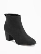 Old Navy Womens Sueded Side-zip Ankle Boots For Women Black Size 8