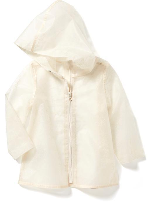 Old Navy Hooded Graphic Raincoat - White Flower