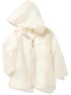 Old Navy Hooded Graphic Raincoat - White Flower