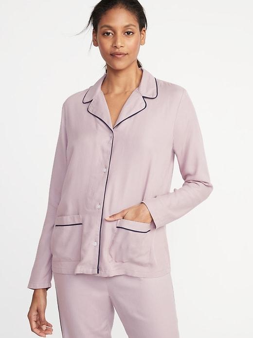 Relaxed Twill Sleep Shirt For Women