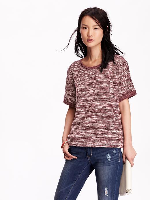 Old Navy Womens Marled French Terry Tops Size L Tall - Marion Berry