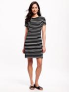 Old Navy Striped Jersey T Shirt Dress For Women - Black Stripe Color 3