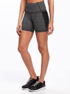 Old Navy Go Dry High Rise Side Pocket Compression Shorts For Women - Soft Black Stripe