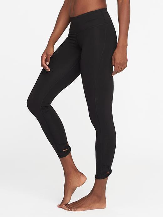 Old Navy Mid Rise Go Dry 7/8 Length Compression Leggings For Women - Black