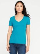 Old Navy Semi Fitted Classic V Neck Tee For Women - Oasis Lagoon
