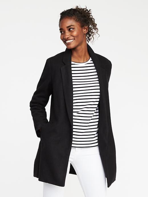 Old Navy Womens Wool-blend Everyday Coat For Women Black Size L